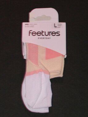 Feetures Everyday Ultra Light Invisable Socks Womens Large NWT Boardwalk Coral